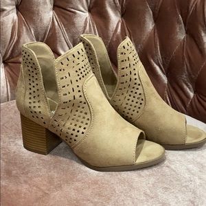 Nature Breeze Beige Preforated Open Toe Bootie 6